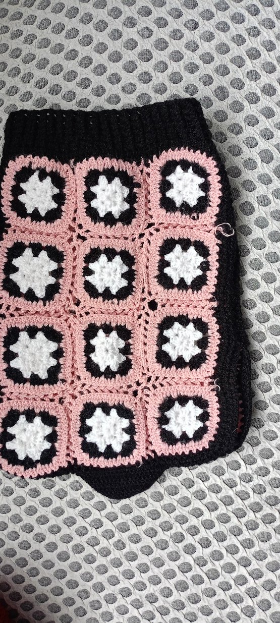 Kız Çocuk Örgü Desenli Pembe Siyah Yelek - Görsel 2