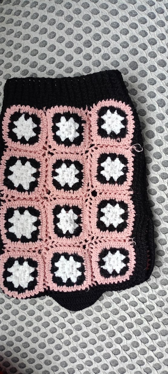 Kız Çocuk Örgü Desenli Pembe Siyah Yelek - Görsel 4