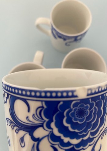 Paşabahçe Paşabahçe kupa bardak mug mavi çiçek desenli 4lü takım