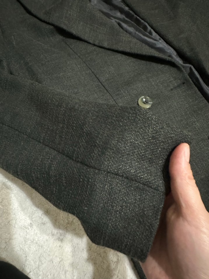 Gri Kadın Uzun Kesim Düğmeli Blazer Ceket - Görsel 2