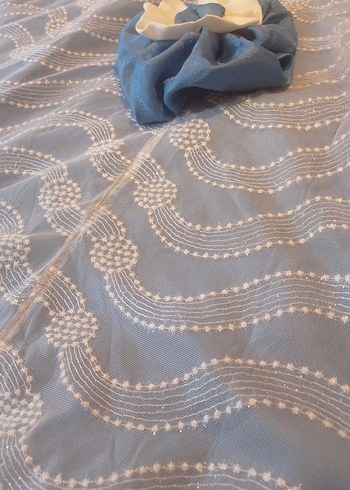 Mavi Nakışlı Dekoratif Yastık Kılıfı ve yorgan örtüsü - Görsel 4