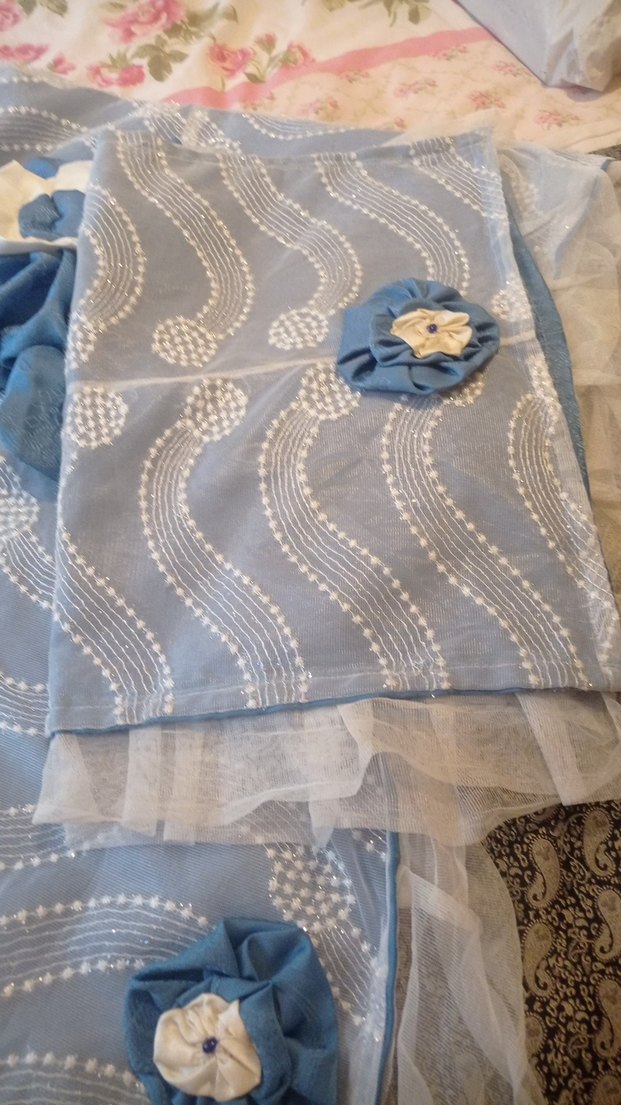 Mavi Nakışlı Dekoratif Yastık Kılıfı ve yorgan örtüsü - Görsel 5