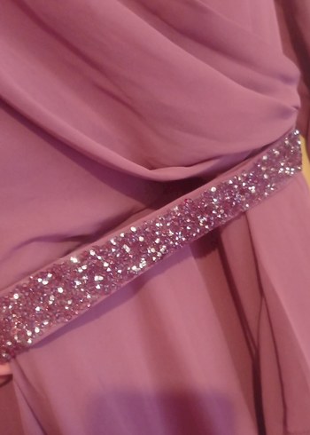 Pembe Drapeli Uzun Abiye Elbise - Görsel 3