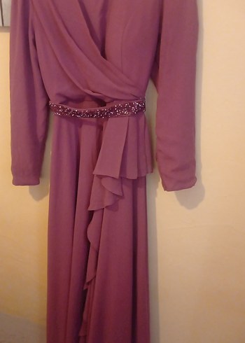 Pembe Drapeli Uzun Abiye Elbise - Görsel 6