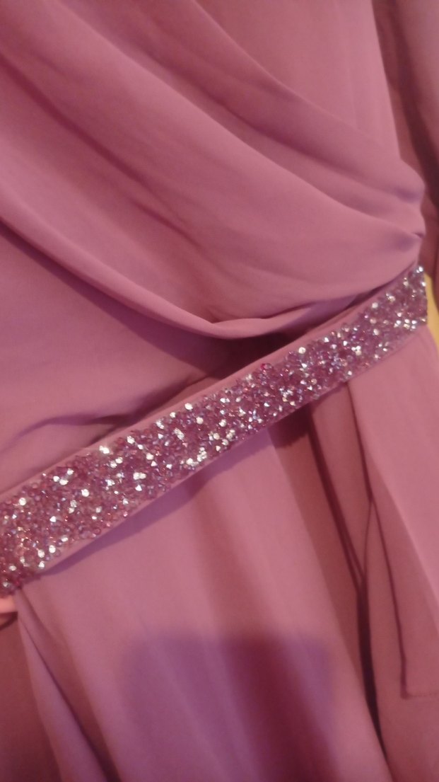 Pembe Drapeli Uzun Abiye Elbise - Görsel 3