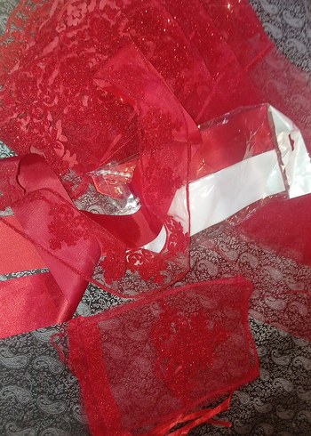 Kırmızı Dantel Nakışlı kına takımı - Görsel 4