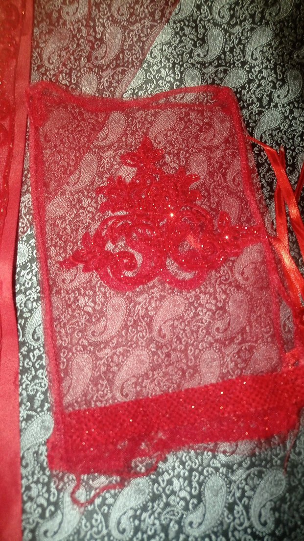 Kırmızı Dantel Nakışlı kına takımı - Görsel 3