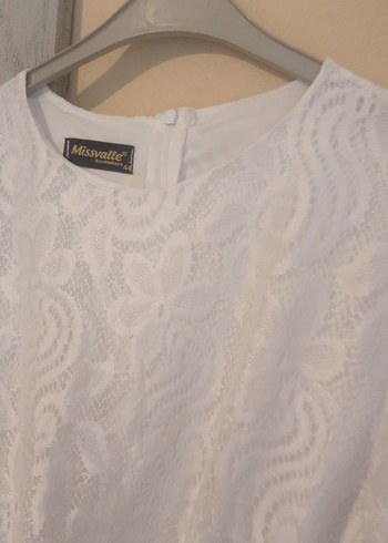 Beyaz Dantel Detaylı Uzun Kollu elbise - Görsel 6