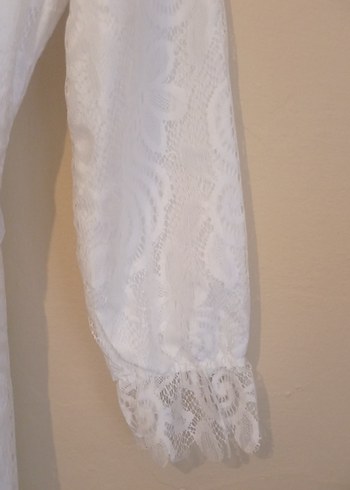 Beyaz Dantel Detaylı Uzun Kollu elbise - Görsel 4