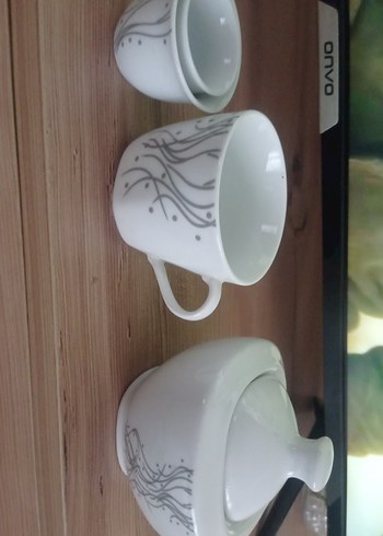 Gri Desenli Dikdörtgen Servis kahvaltı seti - Görsel 7