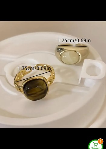 Zara Düğmeli Parlak Kahverengi Kadın Yüzük