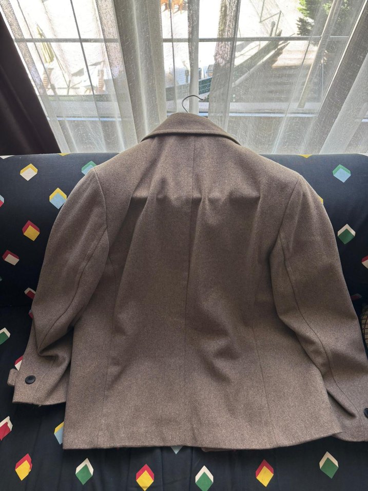 H&M Kahverengi Midi Erkek Yünlü kruvaze palto - Görsel 2