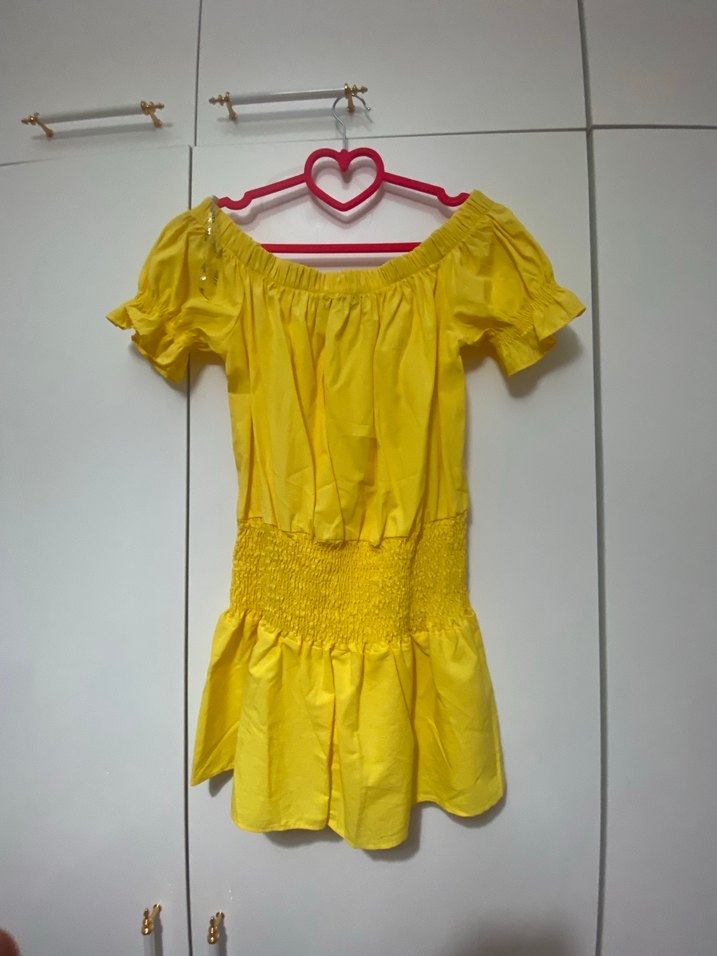 Sarı Fırfırlı Bohem Kız Elbise - Görsel 2