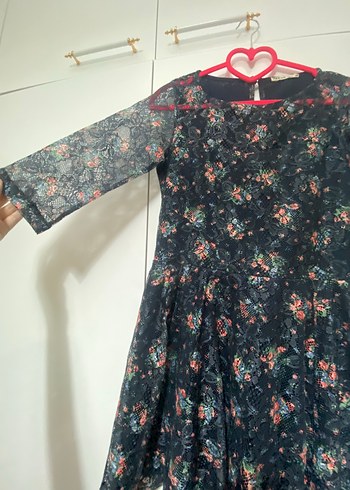 Çiçek Desenli Vintage Midi Elbise - Görsel 2