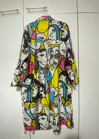 Renkli Baskılı Uzun Kadın Gömlek - Görsel 3