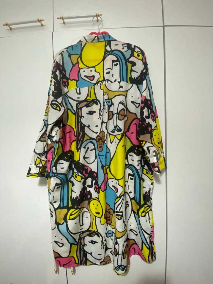 Renkli Baskılı Uzun Kadın Gömlek - Görsel 3