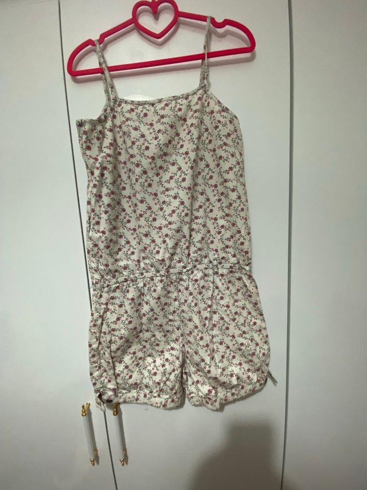 Kız Çocuk Pamuklu Çiçek Desenli Tulum - Görsel 3