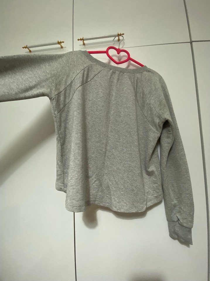 Gri Baskılı Kadın Triko Sweatshirt - Görsel 3