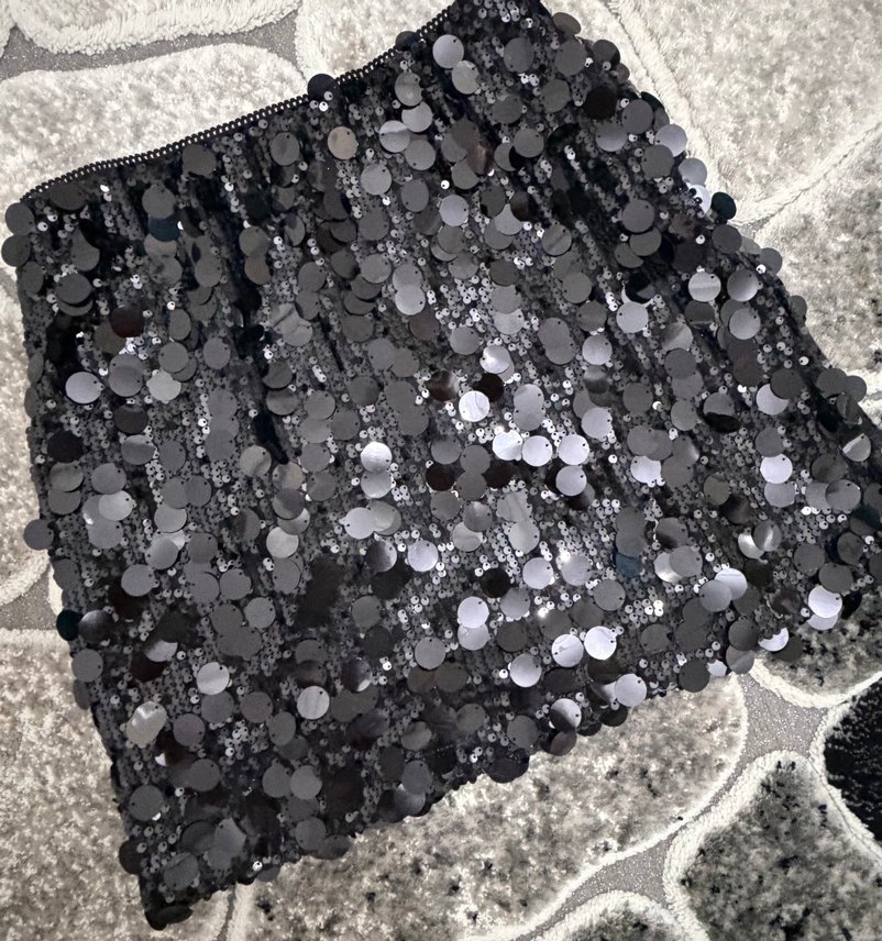 Gri Pul İşlemeli Midi Mini Etek - Görsel 2