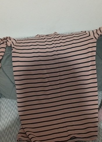 Bej Çizgili Uzun Kollu Hamile Bluzu - Görsel 3