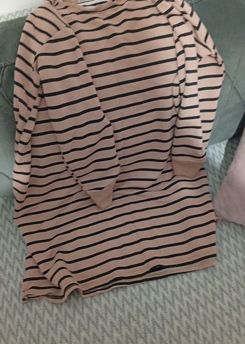 Bej Çizgili Uzun Kollu Hamile Bluzu - Görsel 4