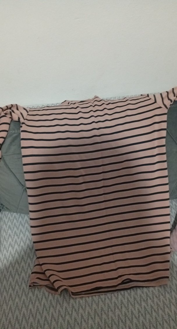 Bej Çizgili Uzun Kollu Hamile Bluzu - Görsel 3