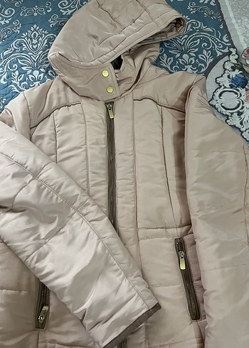 m Beden Bej Fermuarlı Kadın Kışlık Mont