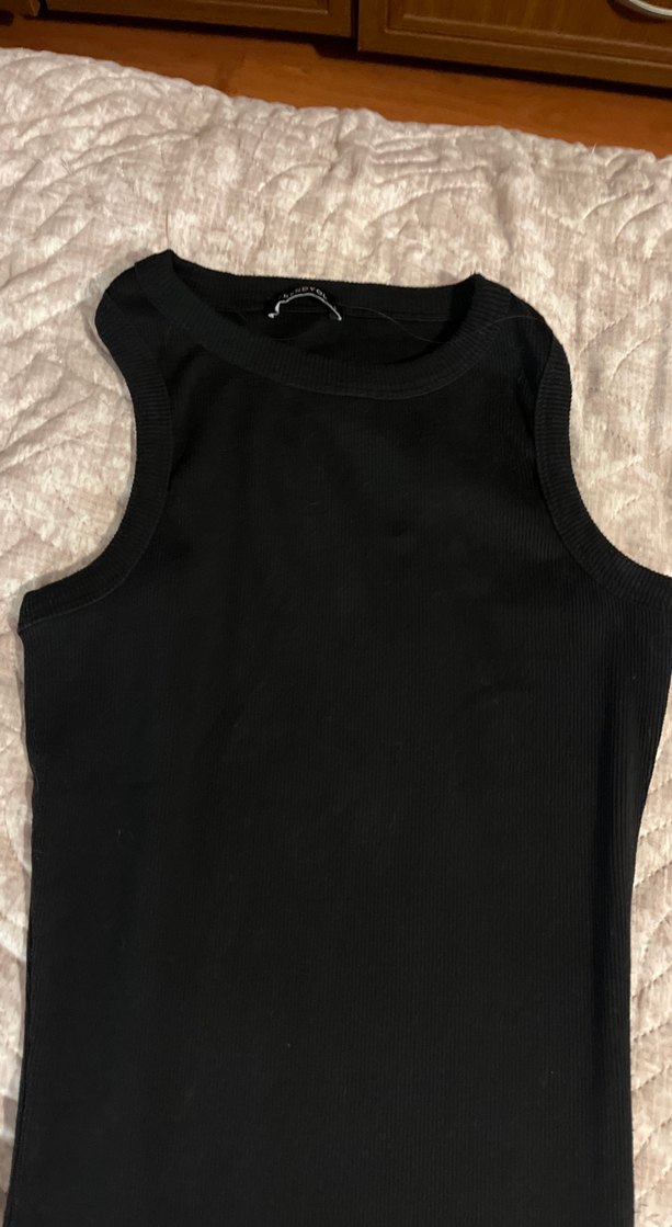 Siyah halter yaka midi boy elbise - Görsel 2