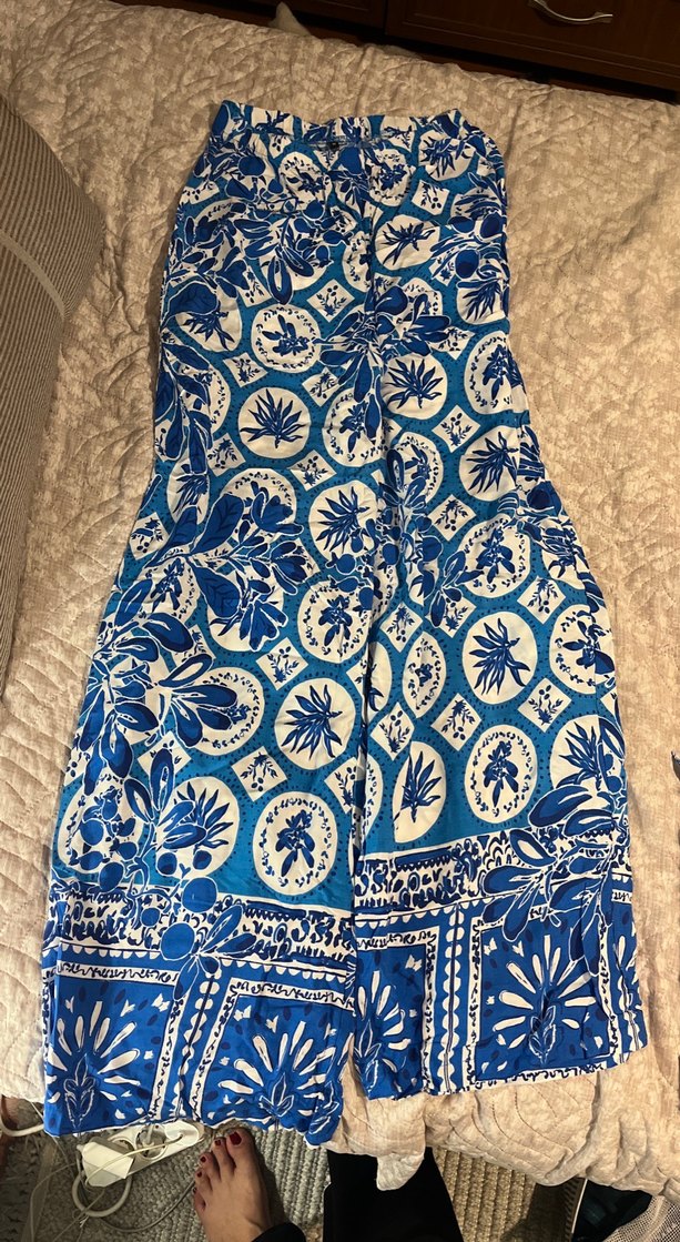 Desenli mavi-beyaz ikili yazlık takım - Görsel 3