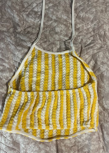Sarı Çizgili Örgü Bohem İkili Takım - Görsel 3