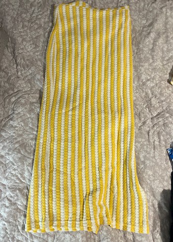 Sarı Çizgili Örgü Bohem İkili Takım - Görsel 2