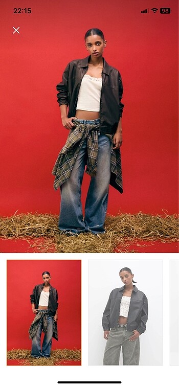 Pull and Bear Oversize suni deri ceket