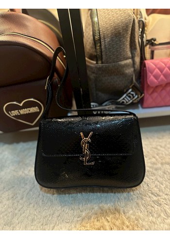 Siyah yılan derisi görünümlü YSL Kadın Çanta - Görsel 3