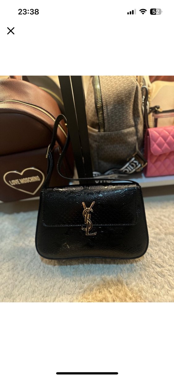 Siyah yılan derisi görünümlü YSL Kadın Çanta - Görsel 3
