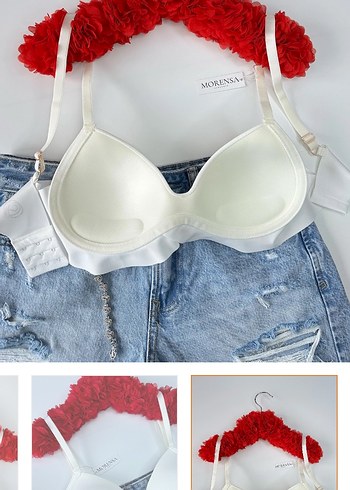 Beyaz Minimalist Midi Sütyen - Görsel 3