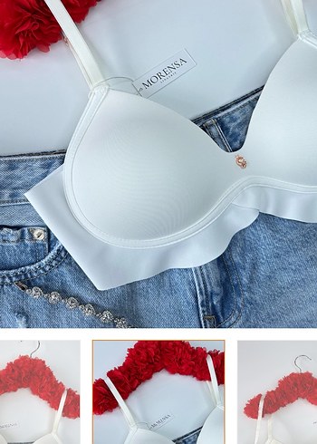 Beyaz Minimalist Midi Sütyen - Görsel 2