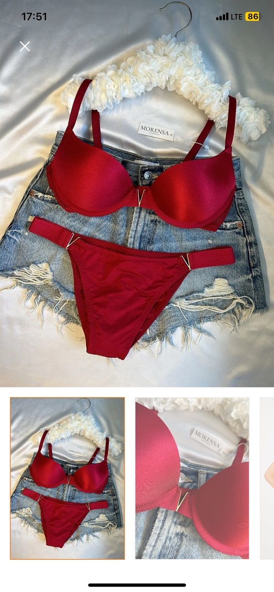 Kırmızı Minimalist Mini Sütyen - Görsel 4