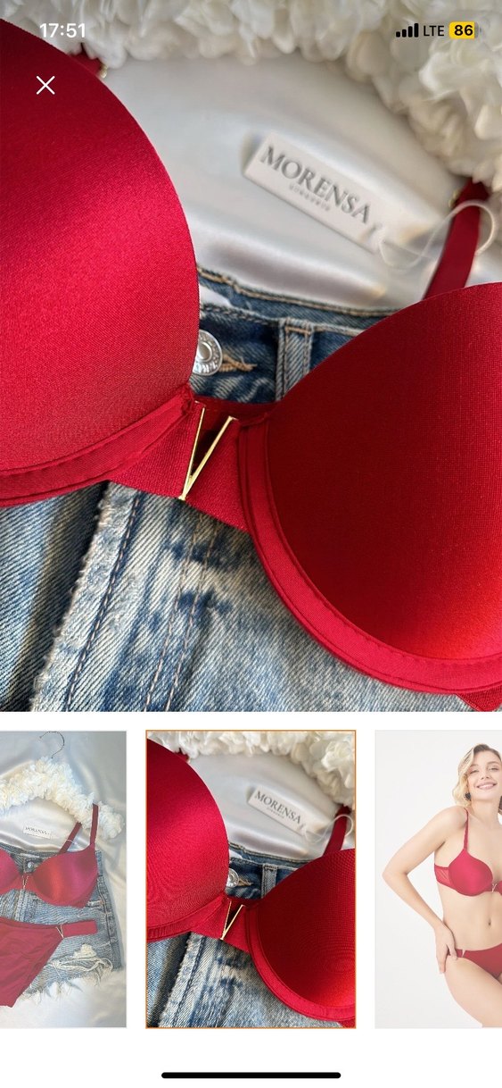 Kırmızı Minimalist Mini Sütyen - Görsel 5