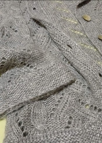 Gri Örgü Kadın Hırka - Görsel 3