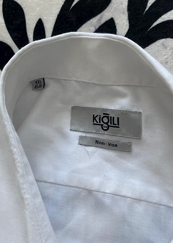 Erkek Beyaz Keten Gömlek, Düğmeli, Uzun Kollu - Görsel 5