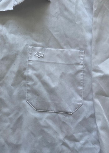 Erkek Beyaz Keten Gömlek, Düğmeli, Uzun Kollu - Görsel 3