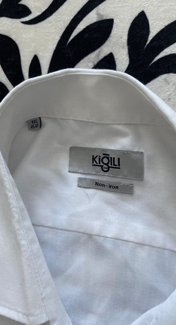 Erkek Beyaz Keten Gömlek, Düğmeli, Uzun Kollu - Görsel 4