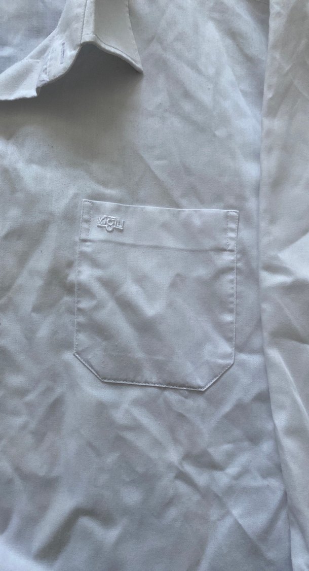 Erkek Beyaz Keten Gömlek, Düğmeli, Uzun Kollu - Görsel 3