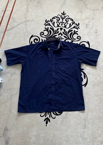 Mavi Kısa Kollu Keten Gömlek - Görsel 2