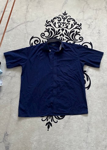 Mavi Kısa Kollu Keten Gömlek - Görsel 3