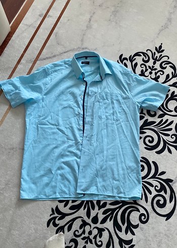 Mavi Kısa Kollu Erkek Gömlek - Görsel 2