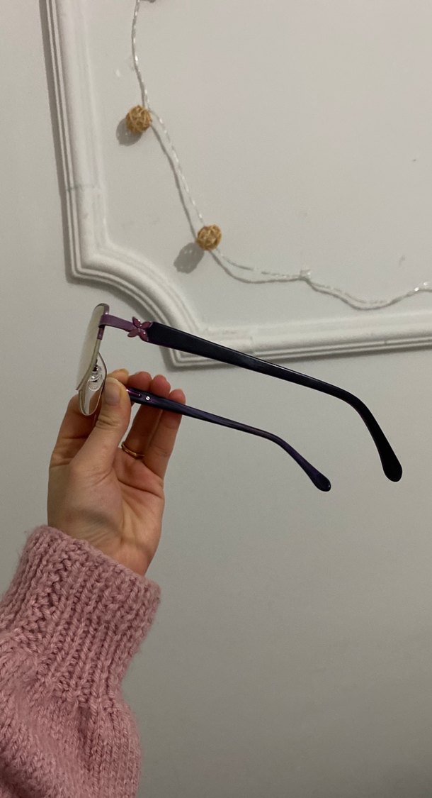 Şeffaf Camlı Mor Minimalist Kadın Gözlüğü - Görsel 3