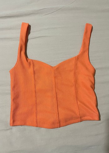 Stradivarius Turuncu V Yakalı Kadın Crop Top