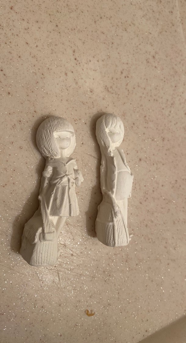 Bej Pastel Renkli Figürin Seti alçı süs beyaz - Görsel 2