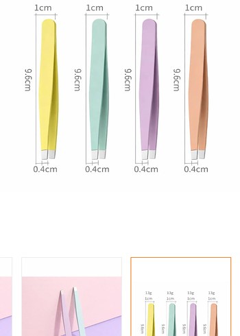 Pastel Renkli Düz Uçlu Profesyonel Cımbız - Görsel 2
